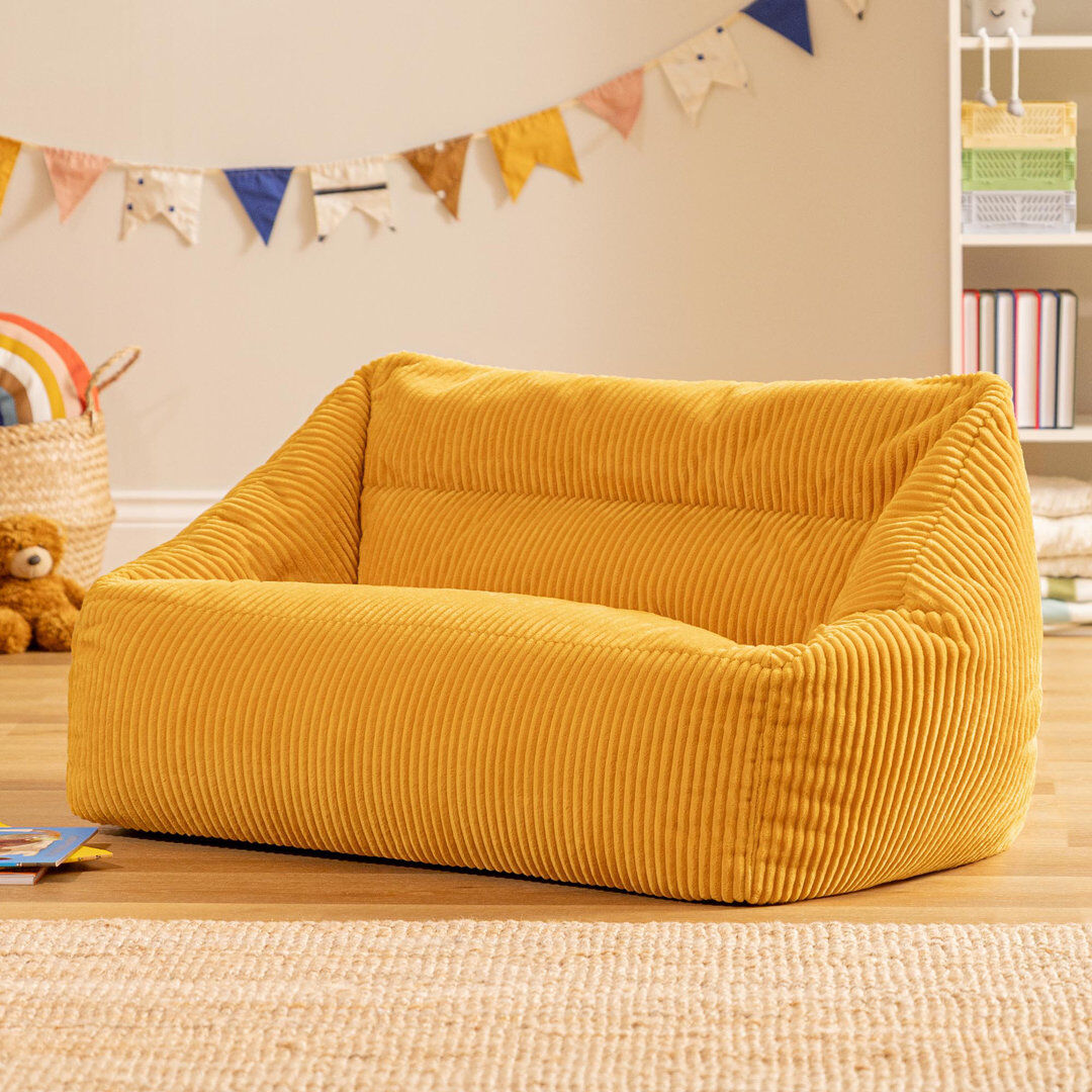 Isabelle & Max icon Kids Cecilia Corduroy Sofa Bean Bag, Dawn Pink Yellow
