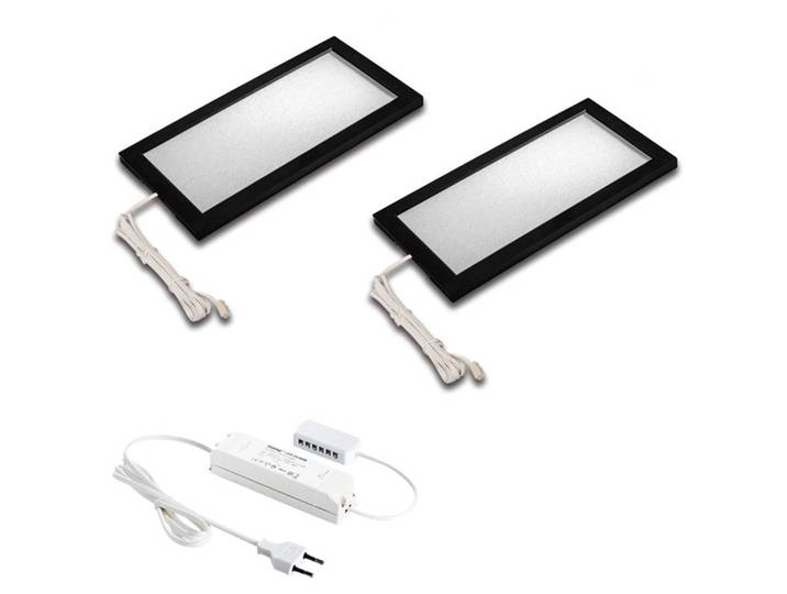 Hera LED-Unterbaulampe Sky 2er Set 4.000K schwarz LED Sky, dimmbar, schwarz, für Küche, Kunststoff, Modern