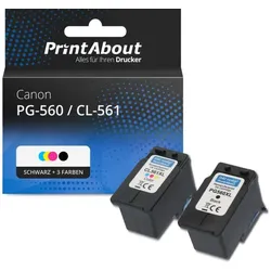 Druckerpatrone kompatibel mit Canon PG-560 / CL-561 - Schwarz + 3 Farben - Multipack