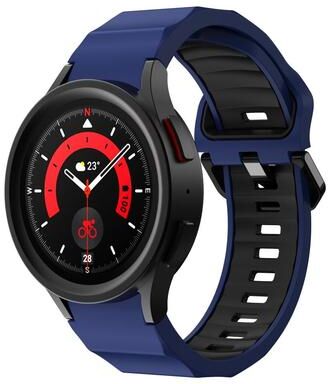 Everyday Crate Samsung Galaxy Watch 6 Silicone Watch Band Wave Texture Two Color Replacement Strap blue Black