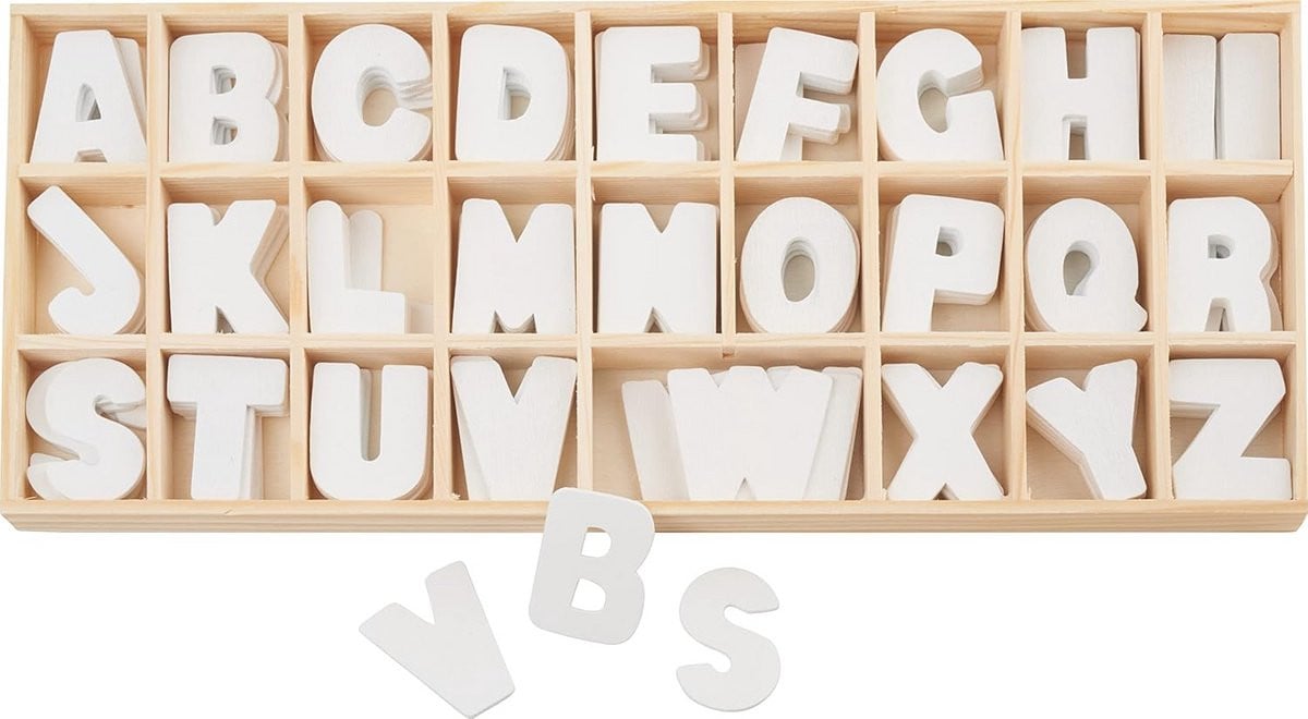 Complete Letterset met 156 Houten Letters in Doos van A-Z
