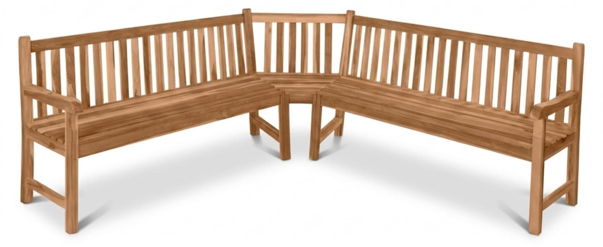 Premium Garten-Eckbank 210 cm 6-Sitzer, Eckbank aus Teakholz massiv mit Armlehnen und Rückenlehne, wetterfeste Holzbank für Garten Terrasse Wintergarten Outdoor