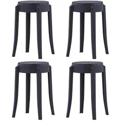 vidaXL Stapelbare Hocker 4 Stk. Schwarz Kunststoff
