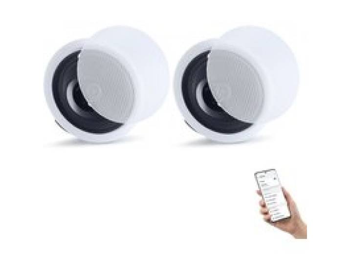 VEVOR 2 Inbouwplafondluidsprekers Bluetooth 203,2 mm, 2-weg luidsprekers met versterker en 50 W piekvermogen, bedrade plafondluidsprekers voor thuisbioscoop, overdekt terras en vlakke montage