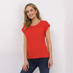 DINE 'N' DANCE Shirt Struktur-Ware Rundhalsausschnitt figurumspielend