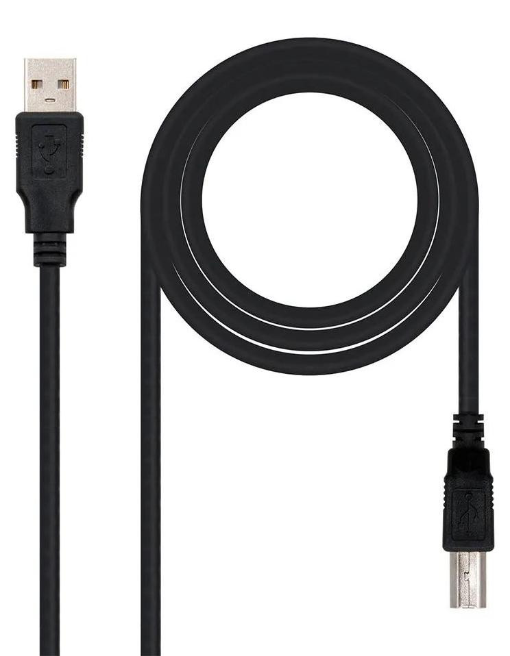Nanocable USB A naar USB-B kabel, 3 meter, zwart