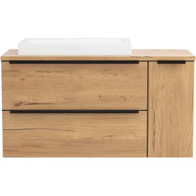 Waschtisch WELLTIME "MAILAND, 2 Metall-Vollauszüge mit Softclose, Aufsatzbecken", wildeiche, B:105cm H:65,5cm T:47cm, MDF, Waschtische, Waschtisch