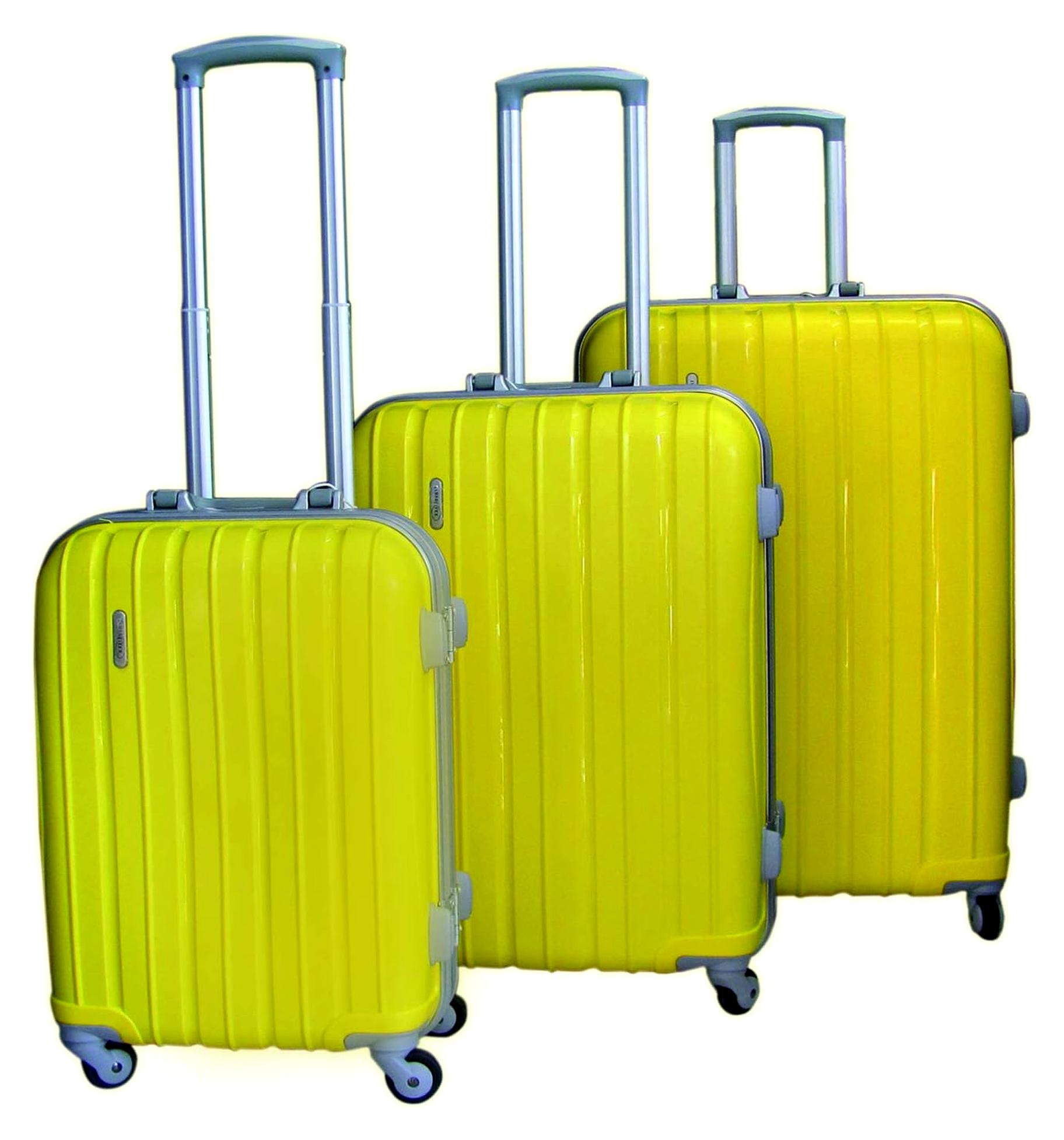 3-TLG Luxus Hartschalen Aluminium Kofferset Reisekofferset Reiseset Trolley Trolly Reise Set Koffer inkl. Kofferwaage in absoluten Trend Farben, Farben:Gelb