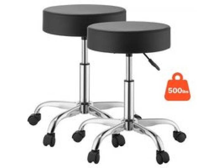 VEVOR Rollhocker 226,8 kg, Bürohocker mit PU-Rolle, Drehhocker Höhenverstellbar, Ergonomischer Sitz aus PU-Leder mit Dicker Polsterung, 360° Drehbar, für Salon, Klinik & Arztpraxis, 2er-Set