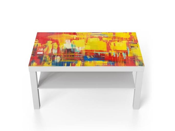 DEQORI Glastisch weiß groß 90x50 cm Motiv Feuerwerk der Farben ausgefallener Beistelltisch aus Glas Hochglanz Couchtisch fürs Wohnzimmer moderner Couch Tisch mit Design