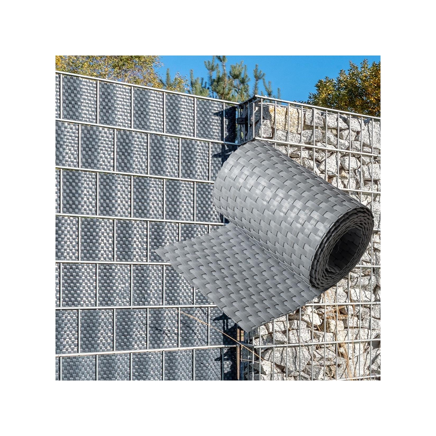 NYVI Polyrattan Sichtschutzstreifen Privafence 255 x 19 cm - Sichtschutz für Doppelstabmatten Zaun Farbe:Hellgrau;Anzahl:6