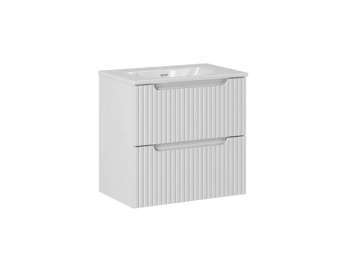 Meuble simple vasque encastrée 60cm 2 tiroirs Riva Blanc