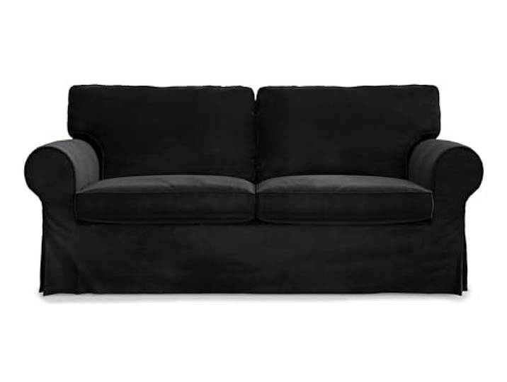 MASTERS OF COVERS Housse de canapé Compatible avec canapé IKEA Ektorp 2 Places\, Housse de Rechange\, fabriquée à la Main\, 100% Coton (Noir\, Velours)