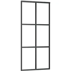 vidaXL Schiebetür ESG-Glas und Aluminium 90x205 cm Schwarz