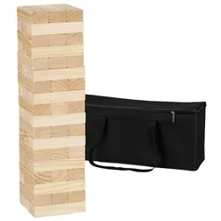 Relaxdays XL Wackelturm Holz Hellbraun,Schwarz