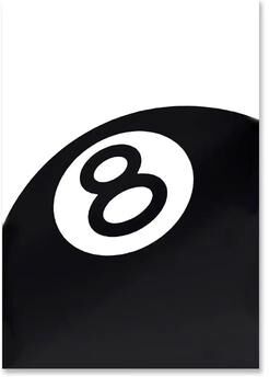 Inspired Finds Black And White 8 Ball Billiards Canvas Wall Art Modern Pool Room Decor Poster 15.75x19.69in Unframed minimal Eight Curve