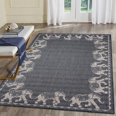 Lush Decor Carmel Marching Elephants Indoor/Outdoor Area Rug