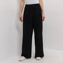 KIM & CO. Hose, lange Form Deluxe Brazil Knit Zierknöpfe sehr weites Bein