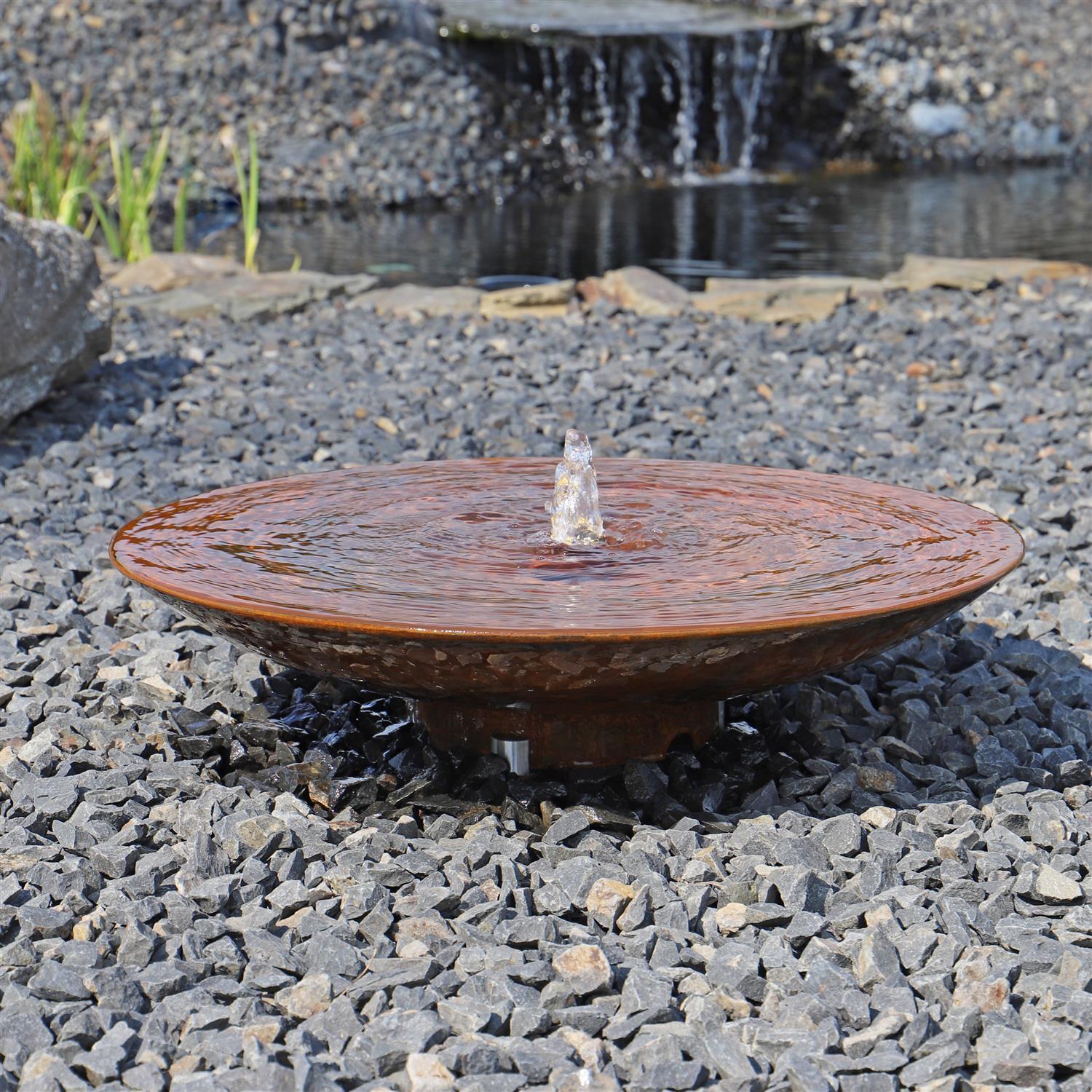 CLGarden Gartenbrunnen Wasserschale Cortenstahl Komplett Set SCWS60 Rost Springbrunnen Garten Wasserspiel