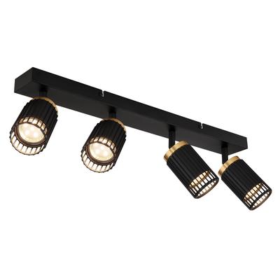 GLOBO LIGHTING Deckenspot "KORBEN", schwarz (schwarz matt), 4, H: 15,5cm, 1 Stk., Leuchten, Schwarzer Strahler mit Aluminium schwarz-gold, E14 4x25W, Deckenspot