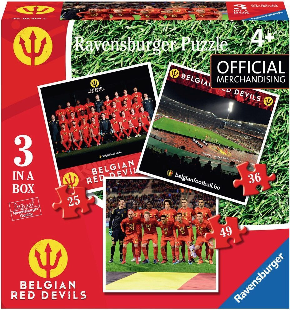 Ravensburger Puzzel Voetbal Belgische Duivels - 3 puzzels van 25 stukjes