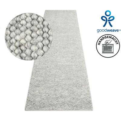 Wollteppich "Ainhoa, handgewebt, Wolle" Gr. 11, grau, B:80cm H:12mm L:250cm, Acryl, Kunstfaser, Wolle, LEGER HOME BY LENA GERCKE, Teppiche, einfarbig, Wolle, Teppich, Wohnzimmer, Schlafzimmer, Esszimmer