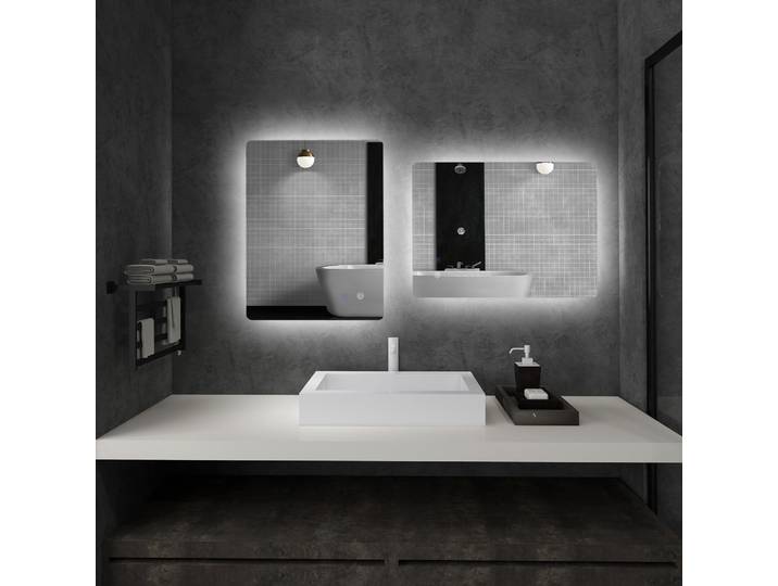 kleankin Miroir LED Salle Bain 70x50cm Luminosité 3 Couleurs