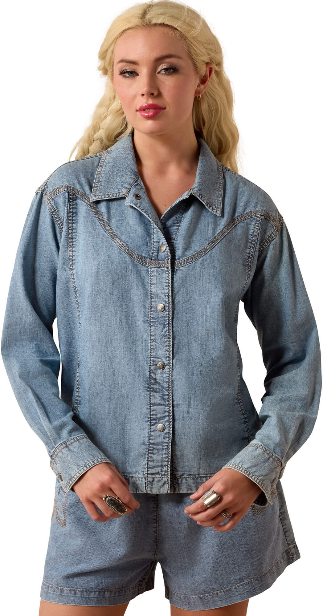 Women's Bonfire Shirt Jacket in Medium Blue by Ariat