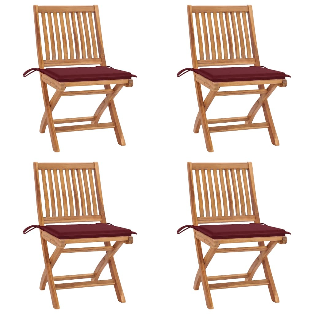 Klappstühle mit Kissen, 4-teilig, Massivholz Teakholz