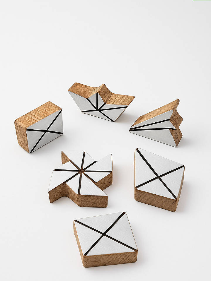 Samimi 5er-Set: Blockdruck-Stempeln ''Origami'' in Natur/ Weiß - (L)5 x (B)5 cm - onesize