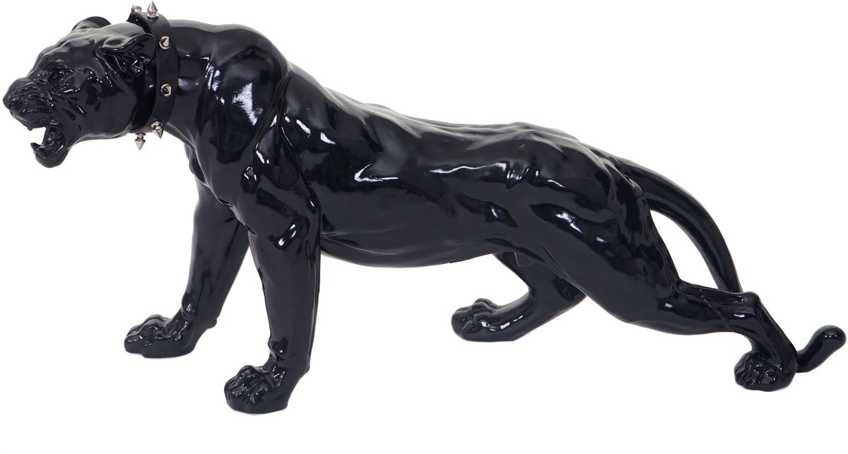 Panter Luipaard beeld voor op tafel, Zwart, 59 cm