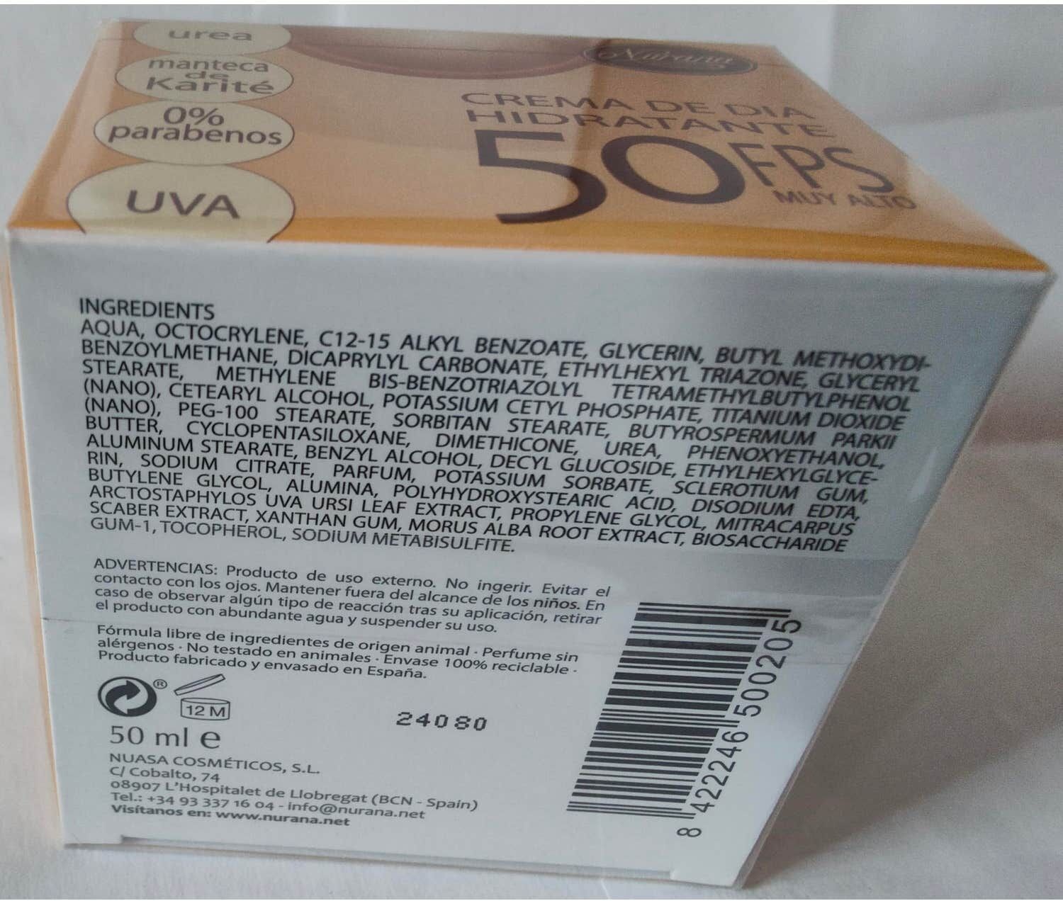 Nurana crema hidratante de día con SPF50+ 50ml