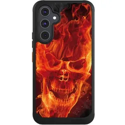 Nivocase Hülle für Samsung Galaxy A54 5G Handyhülle NIVOcore Case Schwarz Feuer Schädel Totenkopf (Samsung Galaxy A54 5G), Smartphone Hülle, Schwarz
