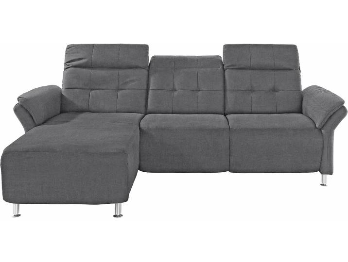 Ecksofa HOME AFFAIRE Manhattan L-Form , grau, B:270cm H:102cm T:168cm, Kunstleder SOFTLUX;Flachgewebe (100% Polyester);Struktur (100% Polyester), Sofas, Ecksofa, 2 Sitze mit elektrischer Relaxfunktion, verstellbare Armlehnen