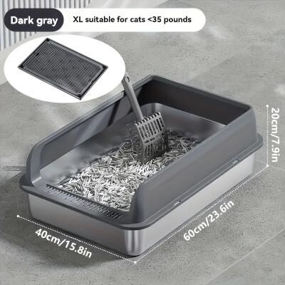 Inspire Essentials KEMORELA Extra Large Stainless Steel Cat Litter Box With Lid 4