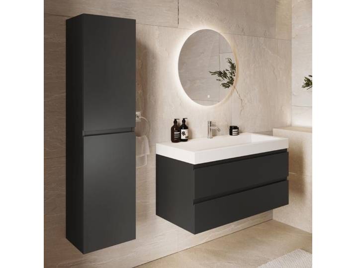 LOMAZOO Ensemble meuble de salle de bain Azuro 100 cm - Noir mat