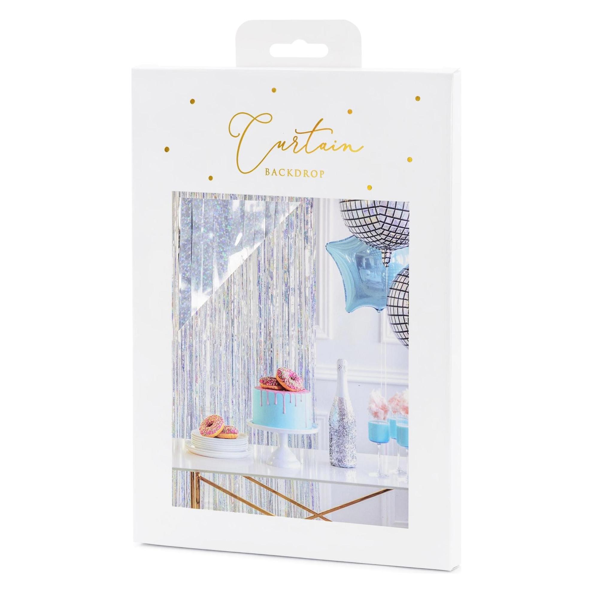 Partydeco Partyaccessoire Vorhang 90 x 250 cm, Rosa/Silber (1 Stk.) (CRT-016H)