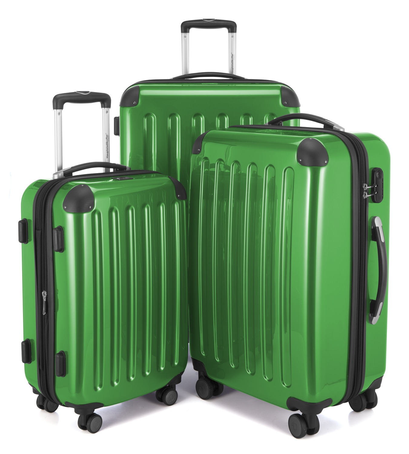HAUPTSTADTKOFFER - Alex - Koffer-Set 3 Trolley Hartschale, 4 Rollen (S, M & L),Grün