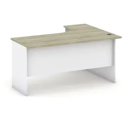 Ergonomischer Eckschreibtisch MIRELLI, 140x120 cm, links, weiß/Eiche Sonoma