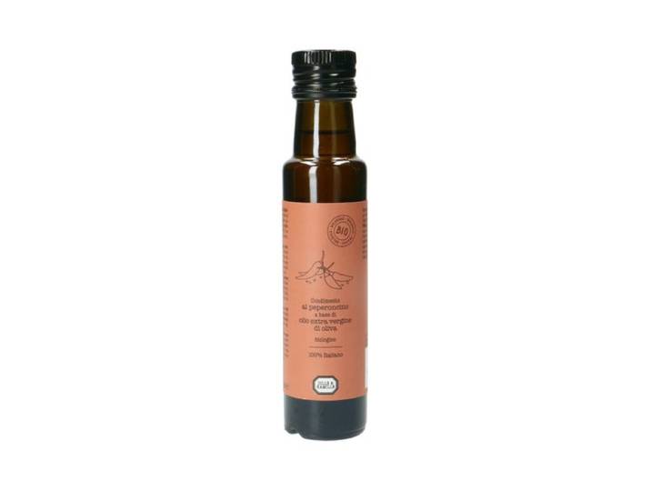 Olijfolie extra vierge, met peperoncino, biologisch, 100 ml