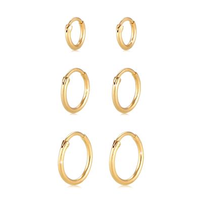 Ohrring-Set ELLI "Ohrring Set Trio 925 Sterling Silber", gold, Ohrringe, Damen, onesize, ohne Stein, Silber 925 (Sterlingsilber)