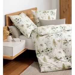 Janine Bettwäsche DAVOS Feinbiber 65191 beige braun 155x200 cm + 80x80 cm