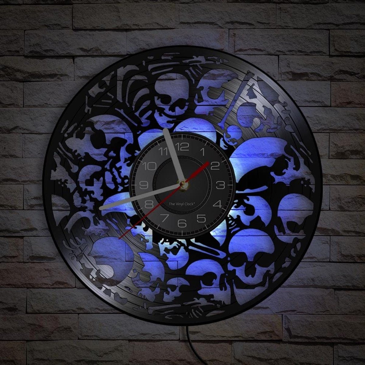 Digitale Vinyl Wandklok in Skull Vorm met LED Nachtlamp Functie