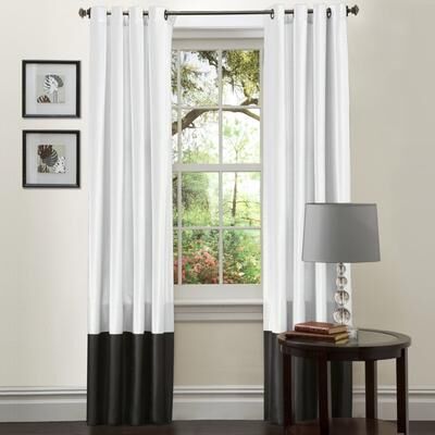 Porch & Den Lapeyrous Black and White 84-Inch Curtain Panels (Set of 2)