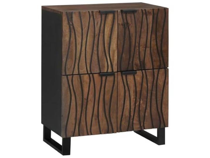 Kaorsrow Sideboard Braun 60x33,5x75 cm Massivholz Mangoholz Schrank Kompakte Anrichte aus Holz mit 4 Türen und viel Stauraum für Wohnzimmer, Essbereich oder Flur im rustikalen Design.