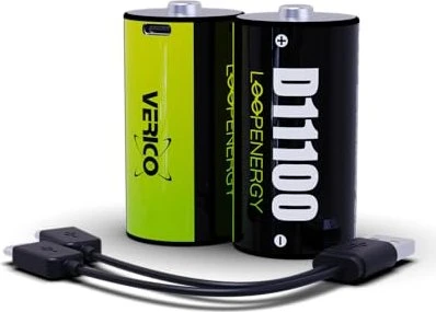 VERICO 2 Akkus mit Ladegerät LoopEnergy Mono D Mono D
