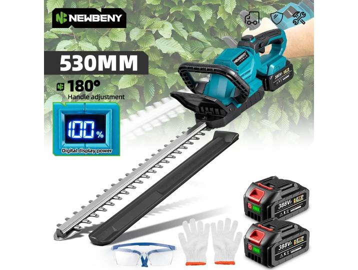 Nouvelle cisaille à haies électrique NewBeny avec poignée 180 ° Tondeuse à gazon réglable, taille-haie et coupe-bordures pour batterie Makita