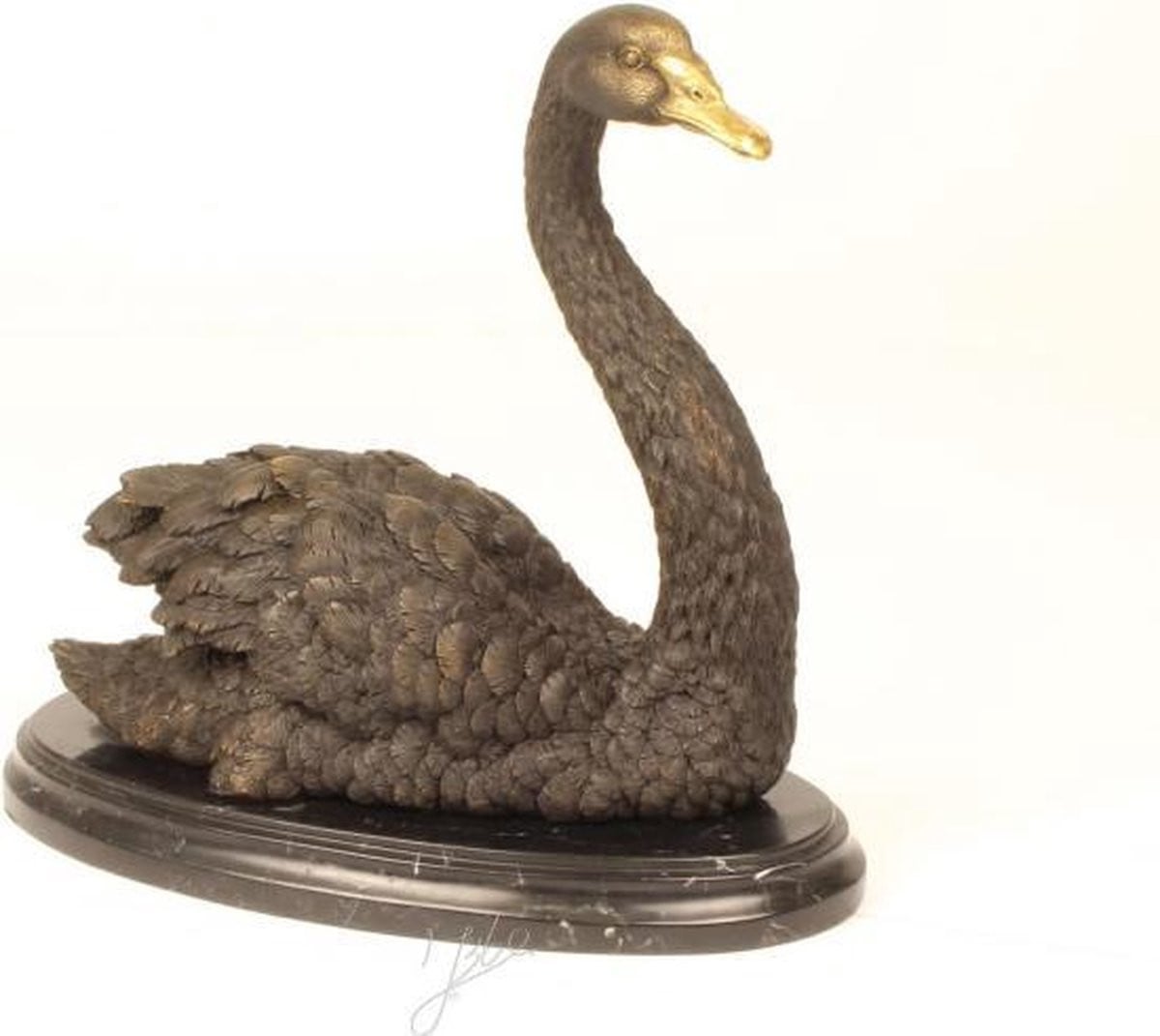 Bronzen beeld van een zwaan voor op tafel