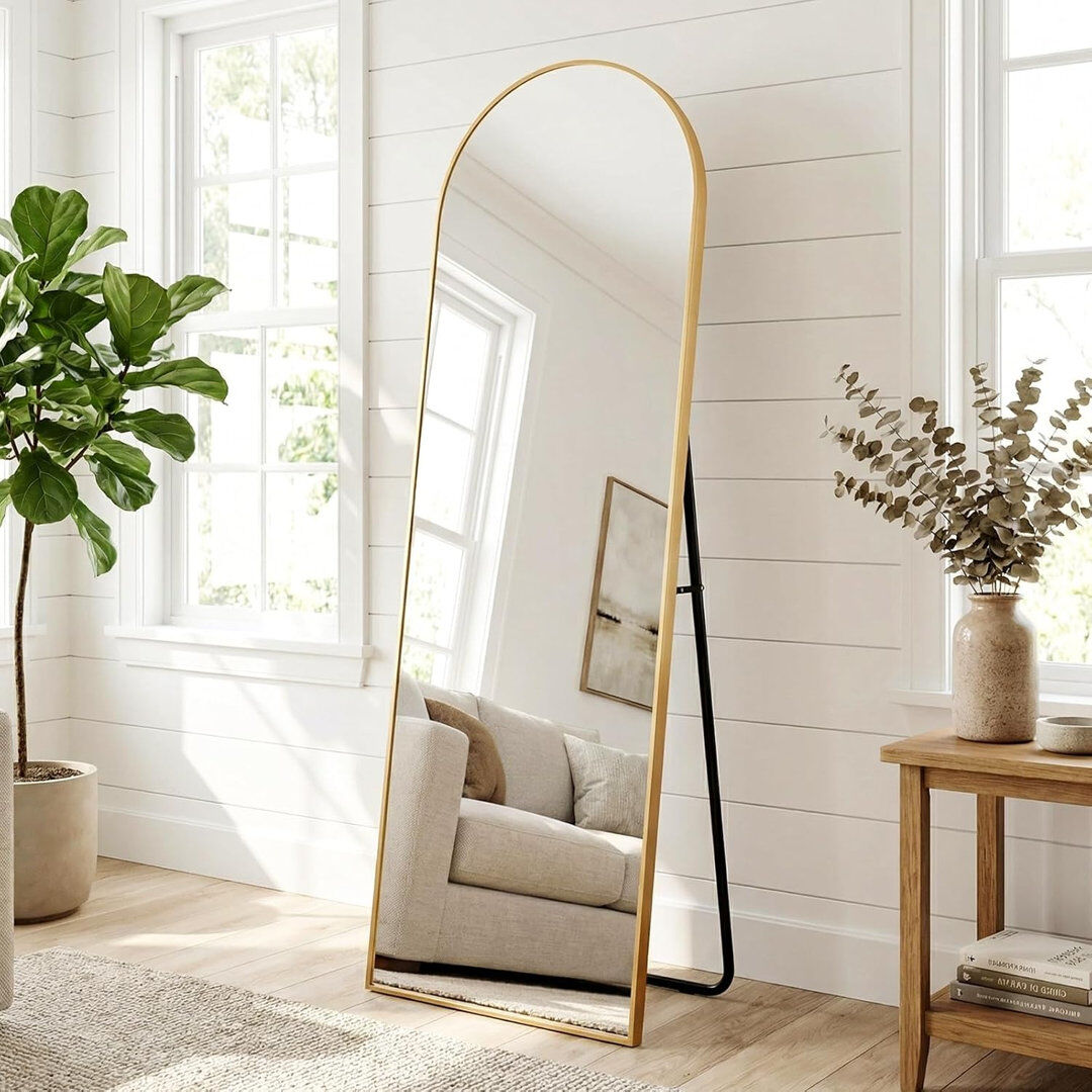 Metro Aluminium Freestanding and Wall Full Length Mirror Gold 162L x 50W cm
