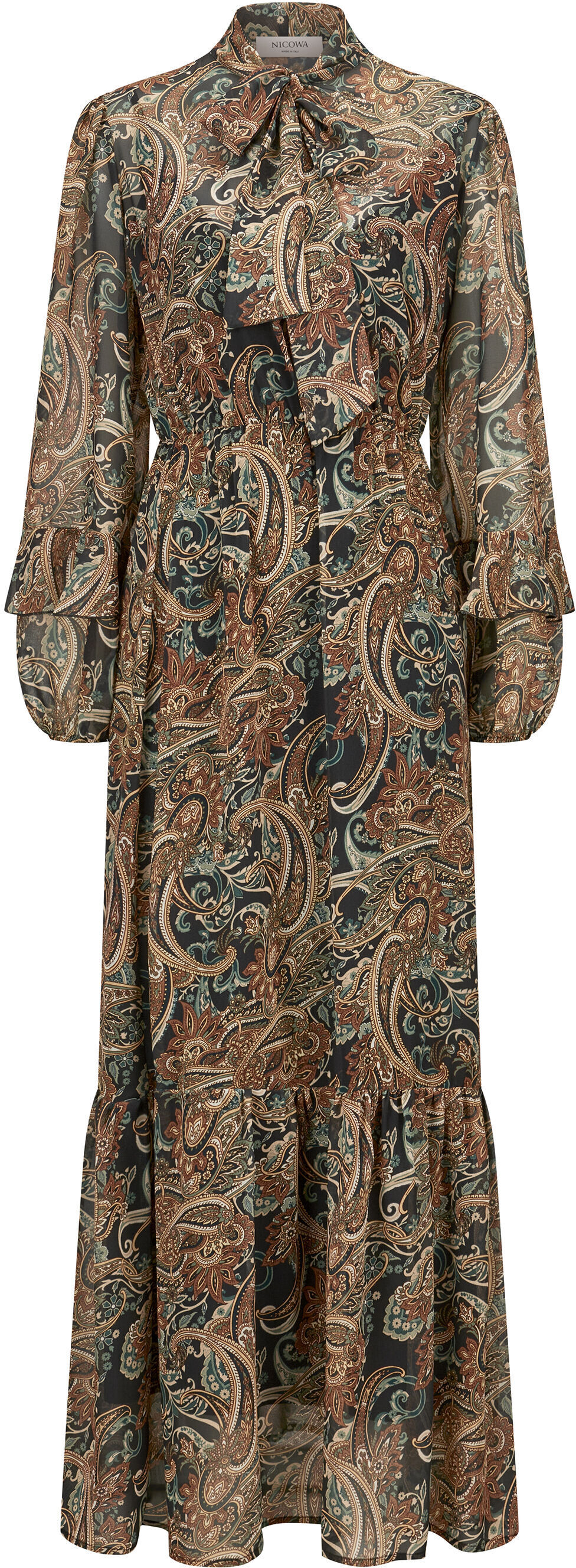 Abendkleid NICOWA "ARIWELA", Damen, Gr. 40, N-Gr, beige paisley, Casual, regular fit, Kleider Abendkleid, weich fließender Chiffon